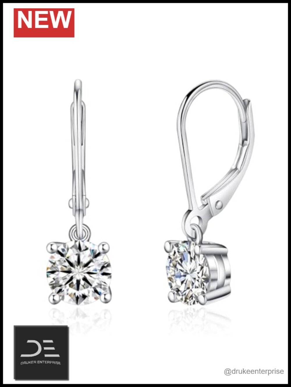 Moissanite Leverback Drop Earrings for Women, Dangle Earrings 925 Sterling